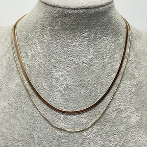 Anthropologie Serefina Gold Tone 2 Layer Snake Chain Chevron Chain Necklace